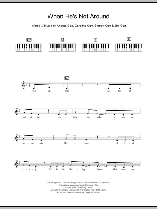 Download The Corrs When He's Not Around Sheet Music