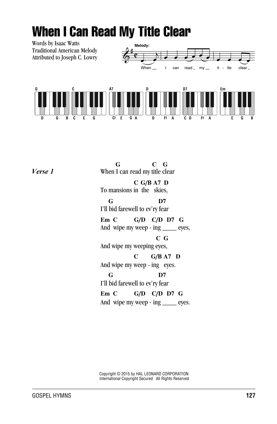 Download Traditional When I Can Read My Title Clear Sheet Music