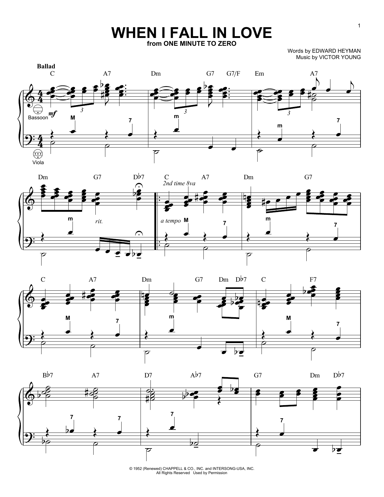 Download Victor Young When I Fall In Love (arr. Gary Meisner) Sheet Music