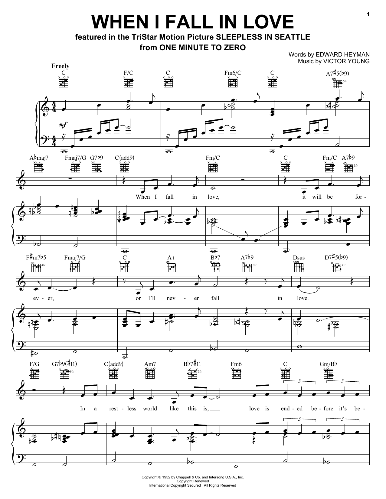 Download Celine Dion When I Fall In Love Sheet Music