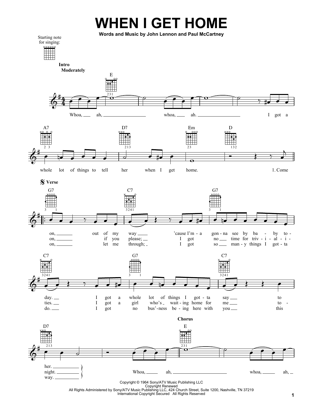 Download The Beatles When I Get Home Sheet Music