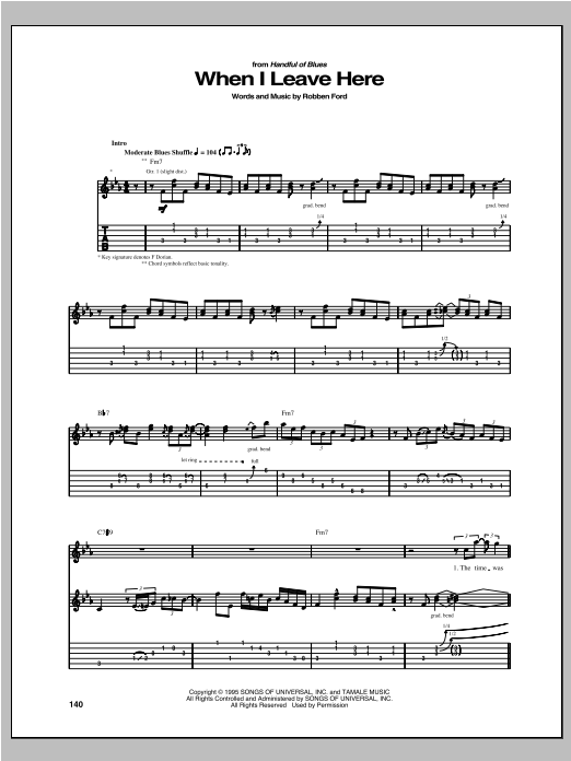 Download Robben Ford When I Leave Here Sheet Music