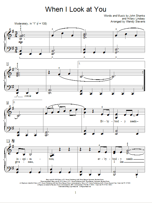 Download Miley Cyrus When I Look At You Sheet Music