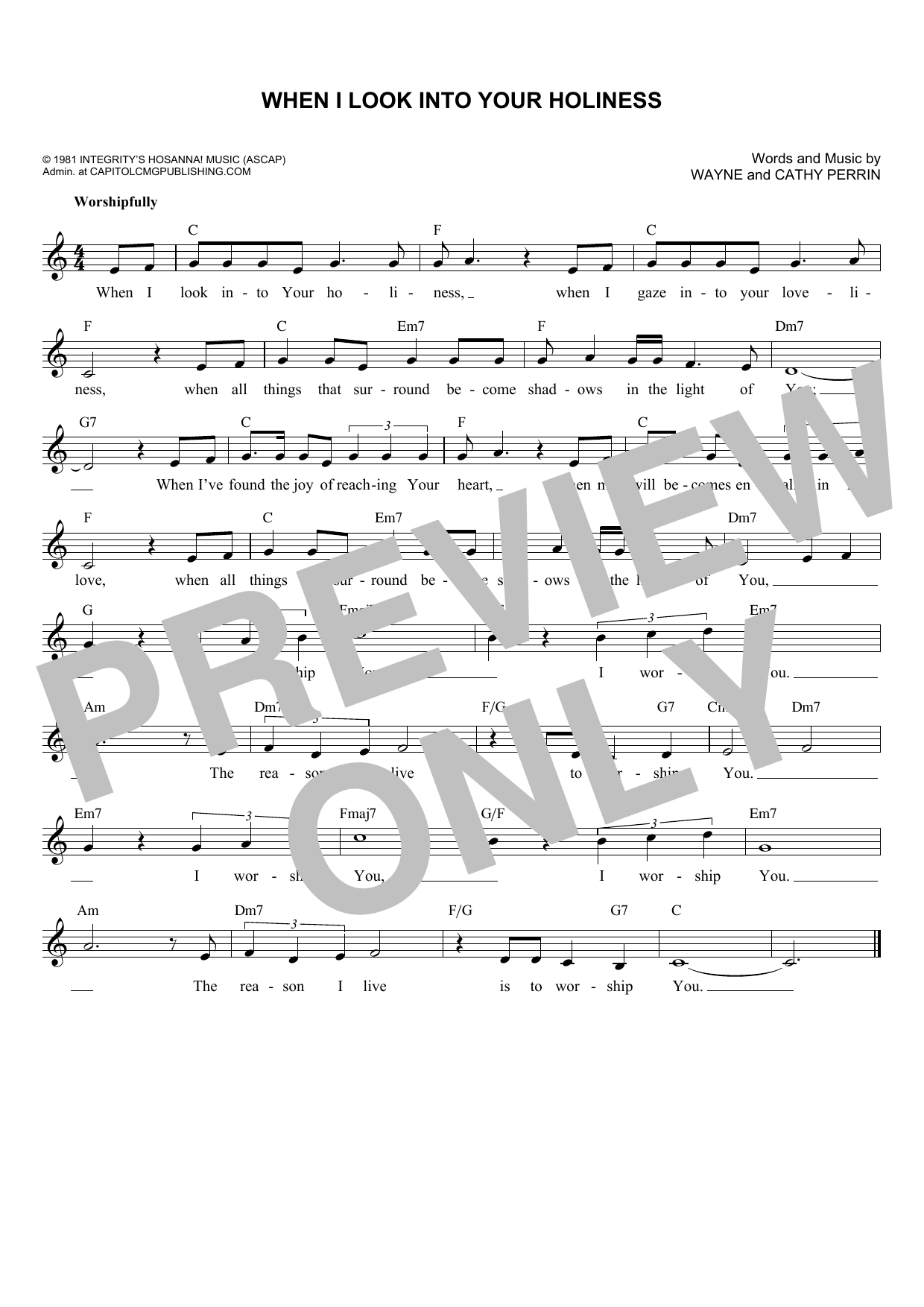 Download Wayne Perrin When I Look Into Your Holiness Sheet Music