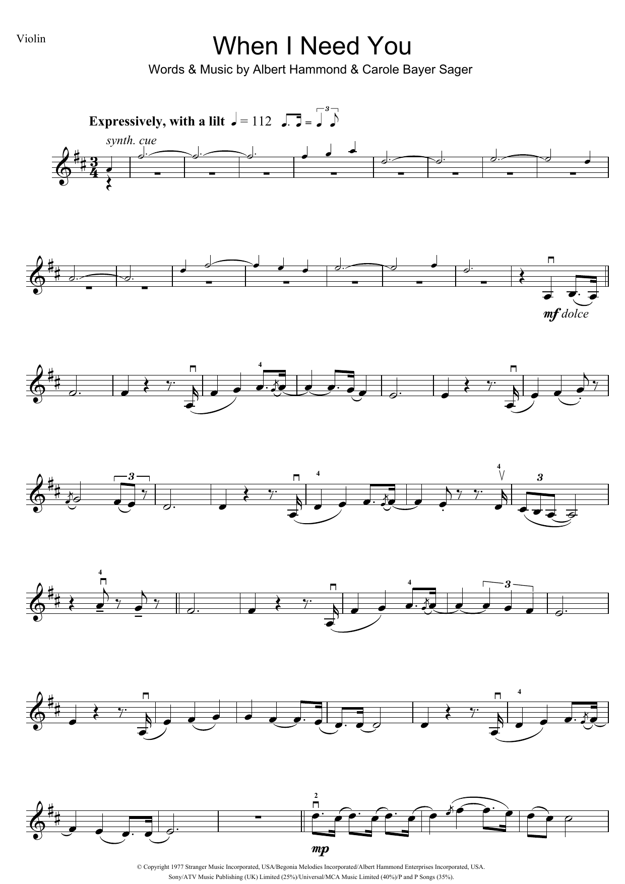 Download Leo Sayer When I Need You Sheet Music