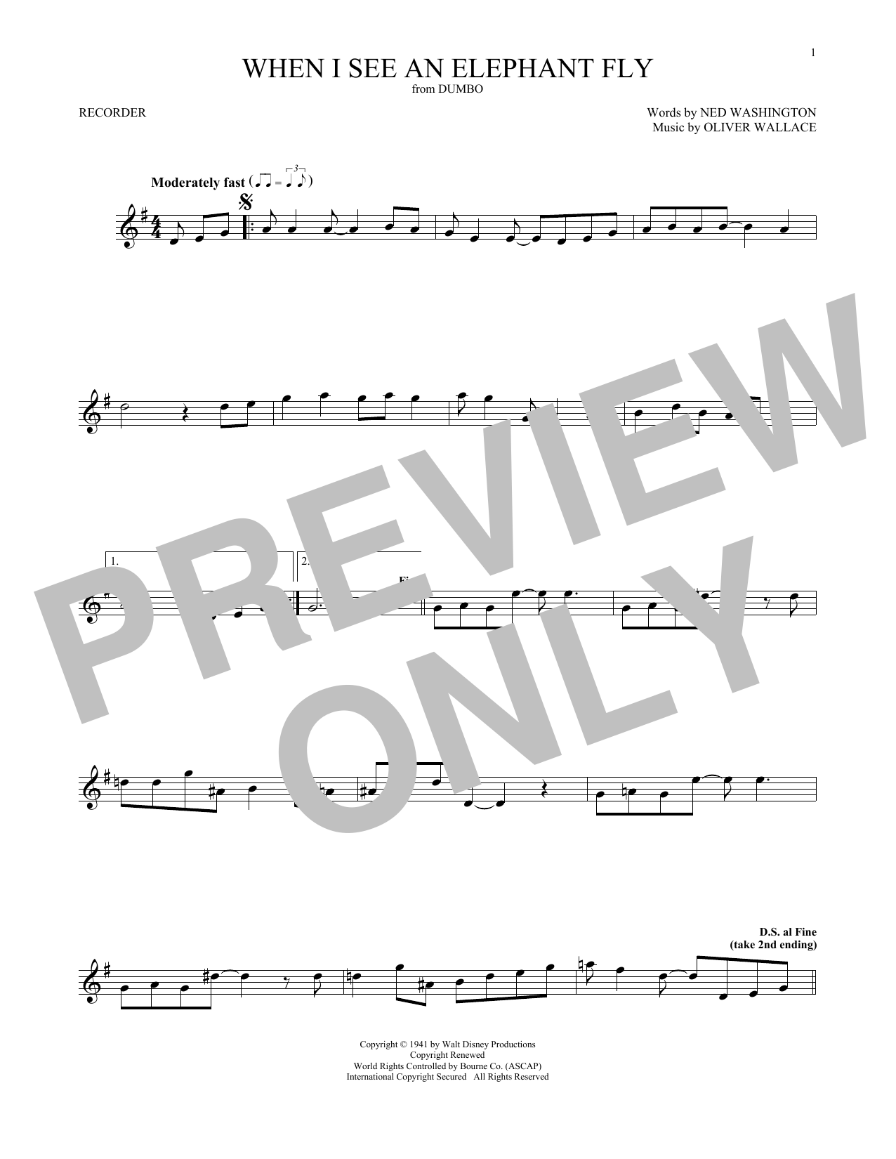 Download Ned Washington and Oliver Wallace When I See An Elephant Fly (from Dumbo) Sheet Music