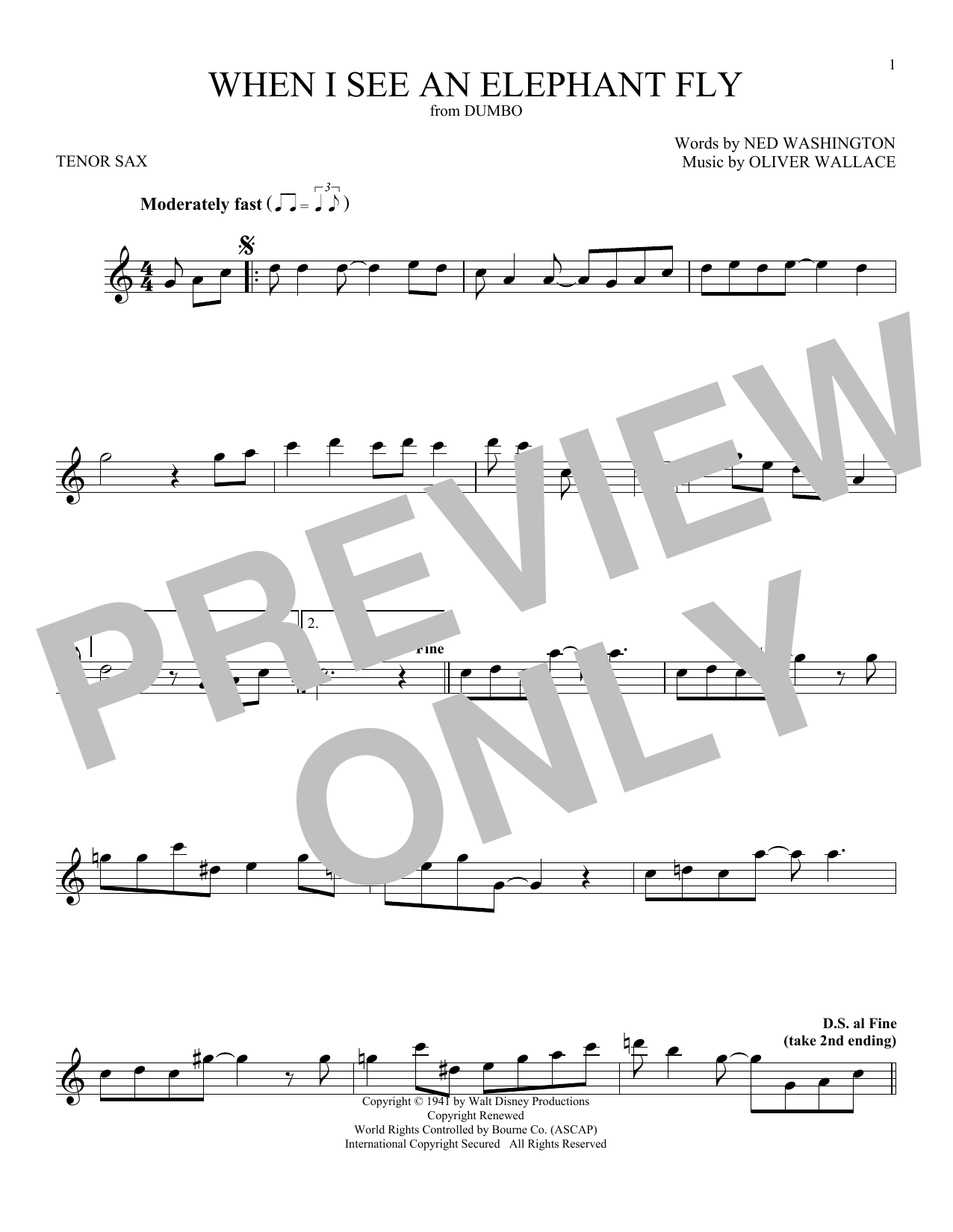 Download Ned Washington When I See An Elephant Fly (from Walt D Sheet Music