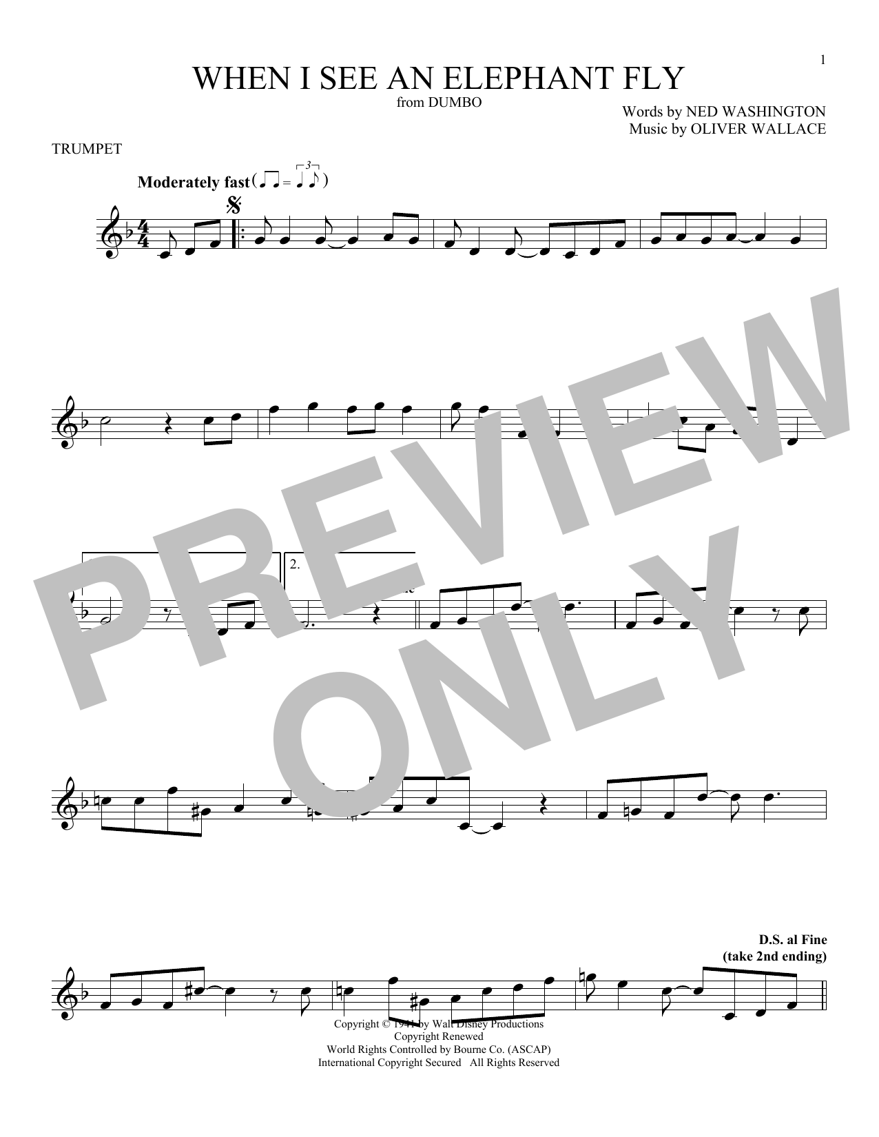 Download Ned Washington When I See An Elephant Fly (from Walt D Sheet Music