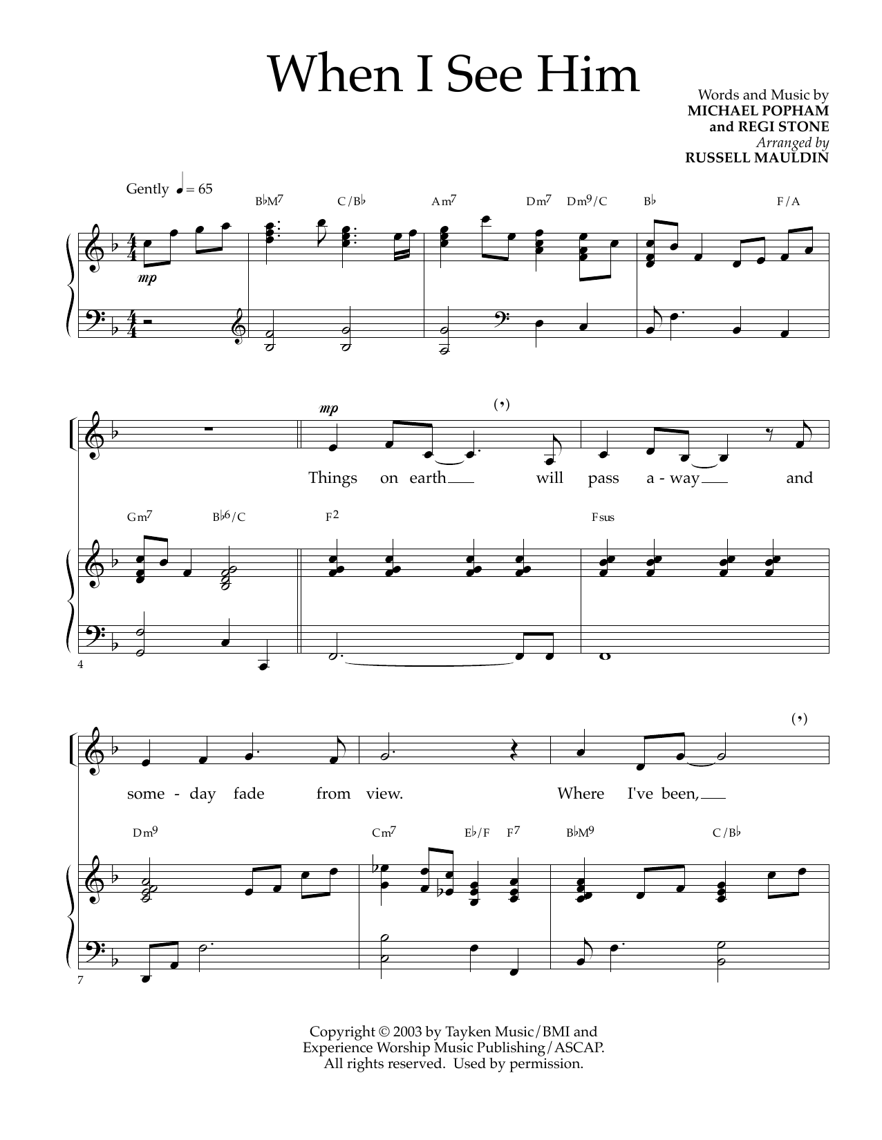 Download Michael Popham and Regi Stone When I See Him (arr. Russell Mauldin) Sheet Music