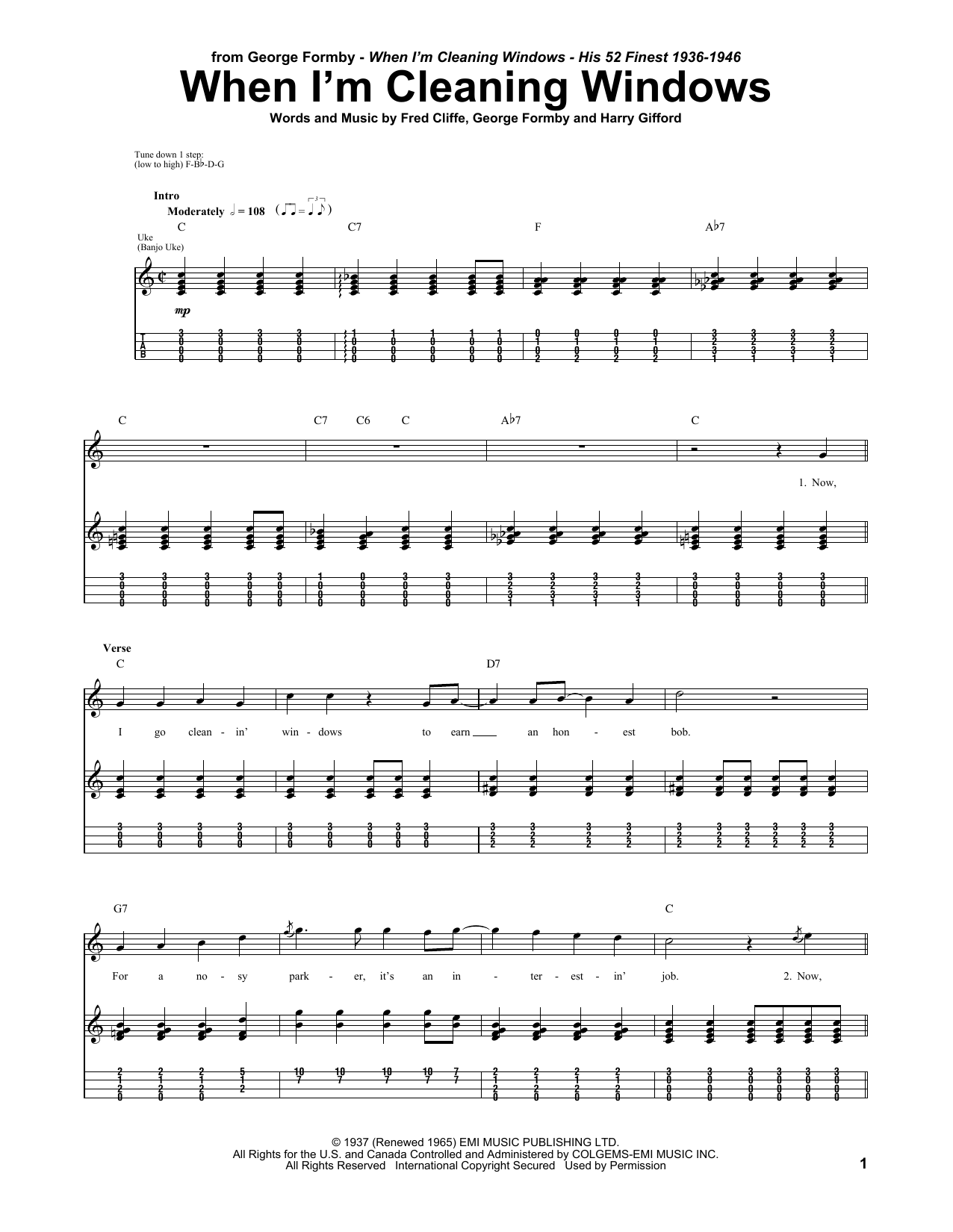 Download George Formby When I'm Cleaning Windows Sheet Music