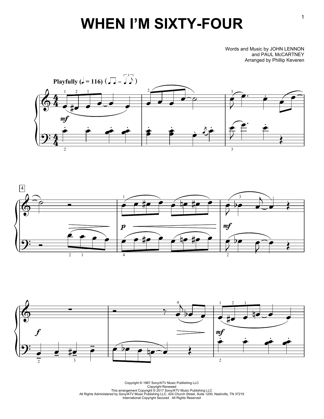 Download The Beatles When I'm Sixty-Four [Classical version] Sheet Music