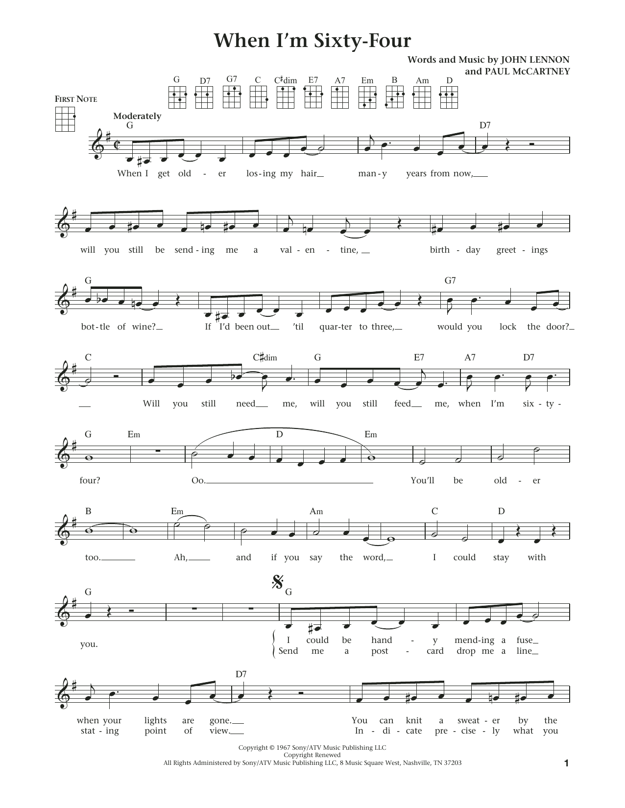 Download The Beatles When I'm Sixty-Four (from The Daily Uku Sheet Music