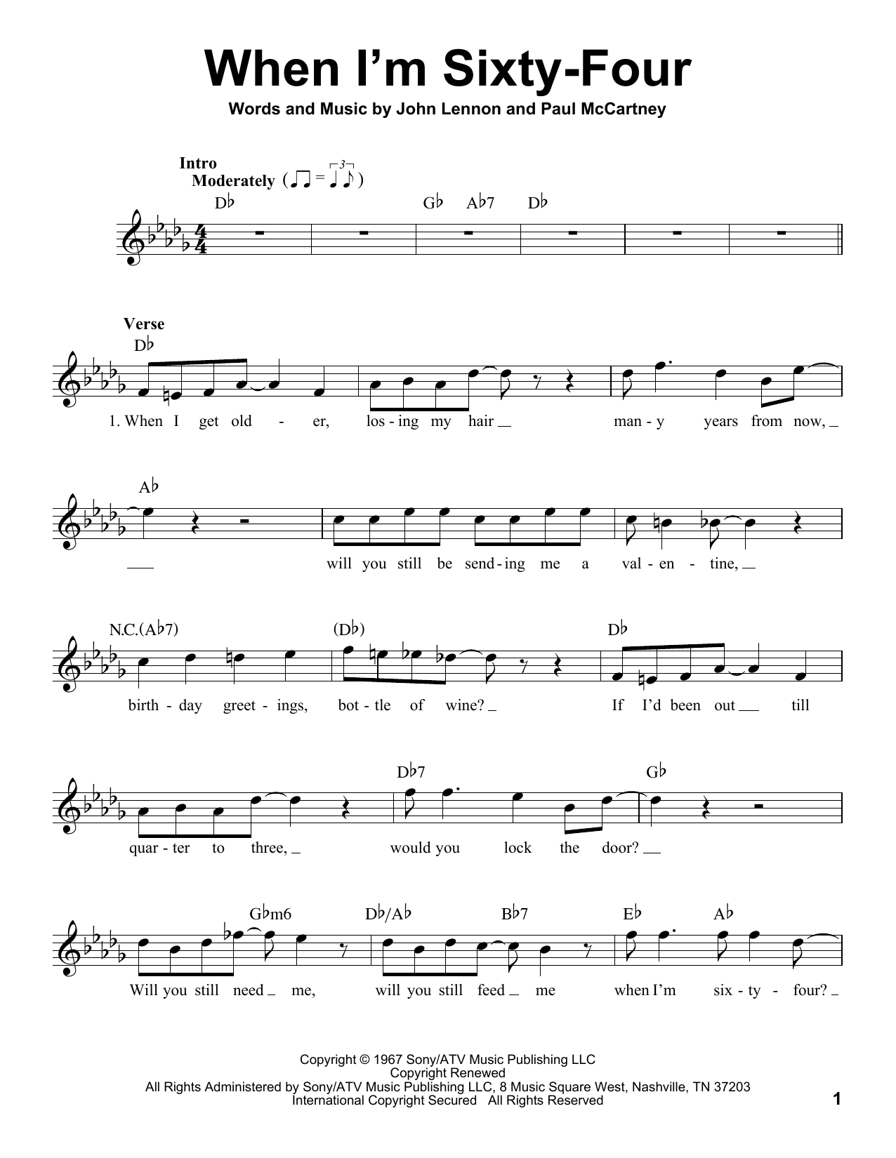 Download The Beatles When I'm Sixty-Four Sheet Music