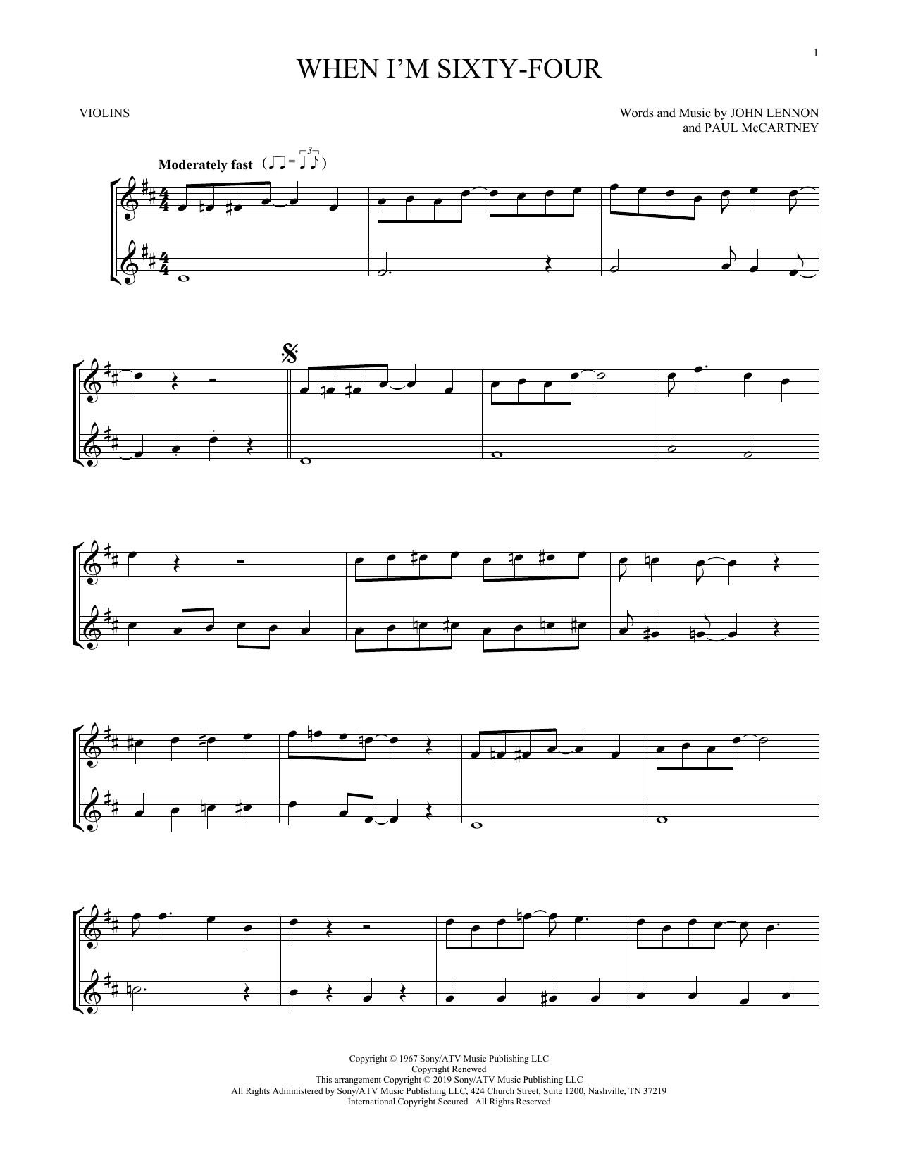 Download The Beatles When I'm Sixty-Four Sheet Music