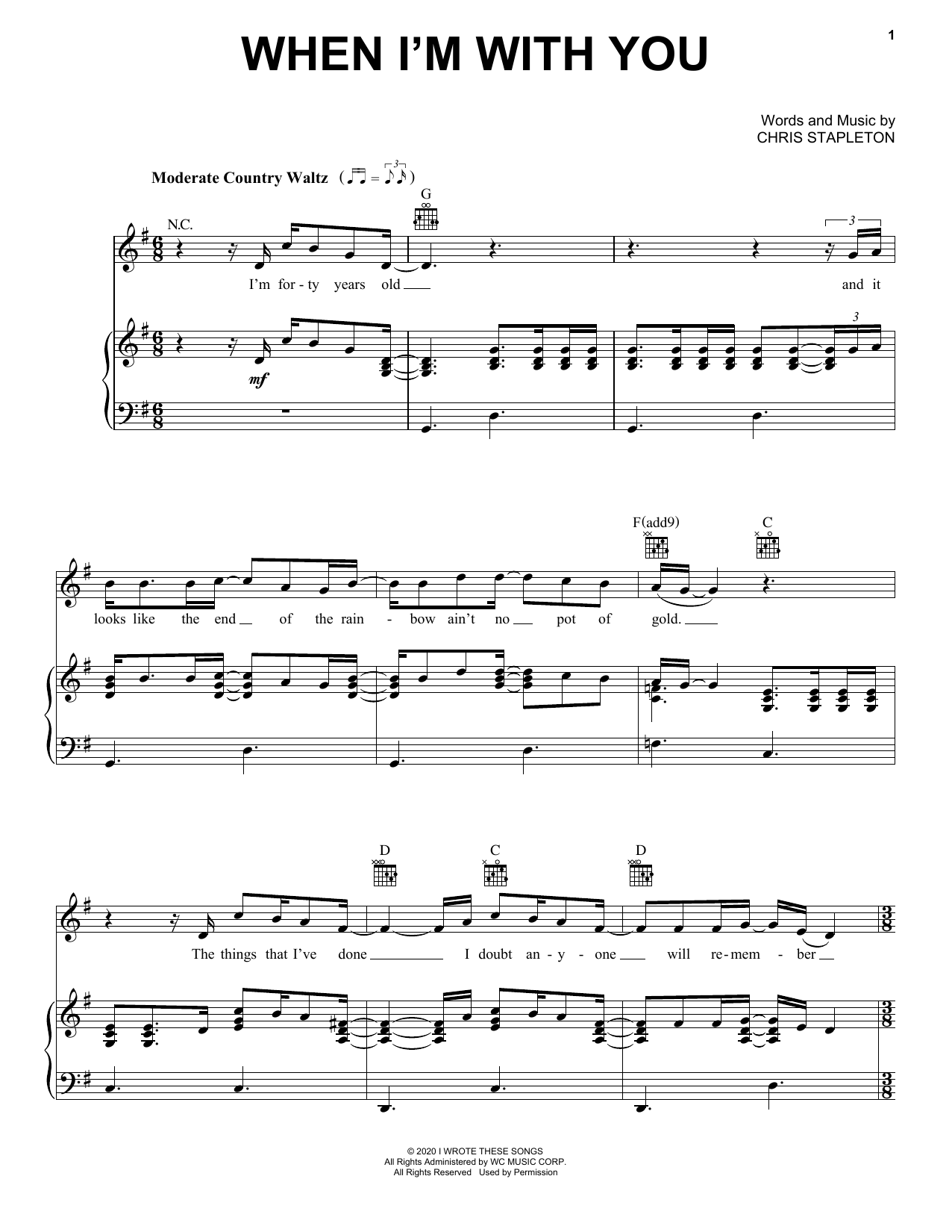 Download Chris Stapleton When I'm With You Sheet Music