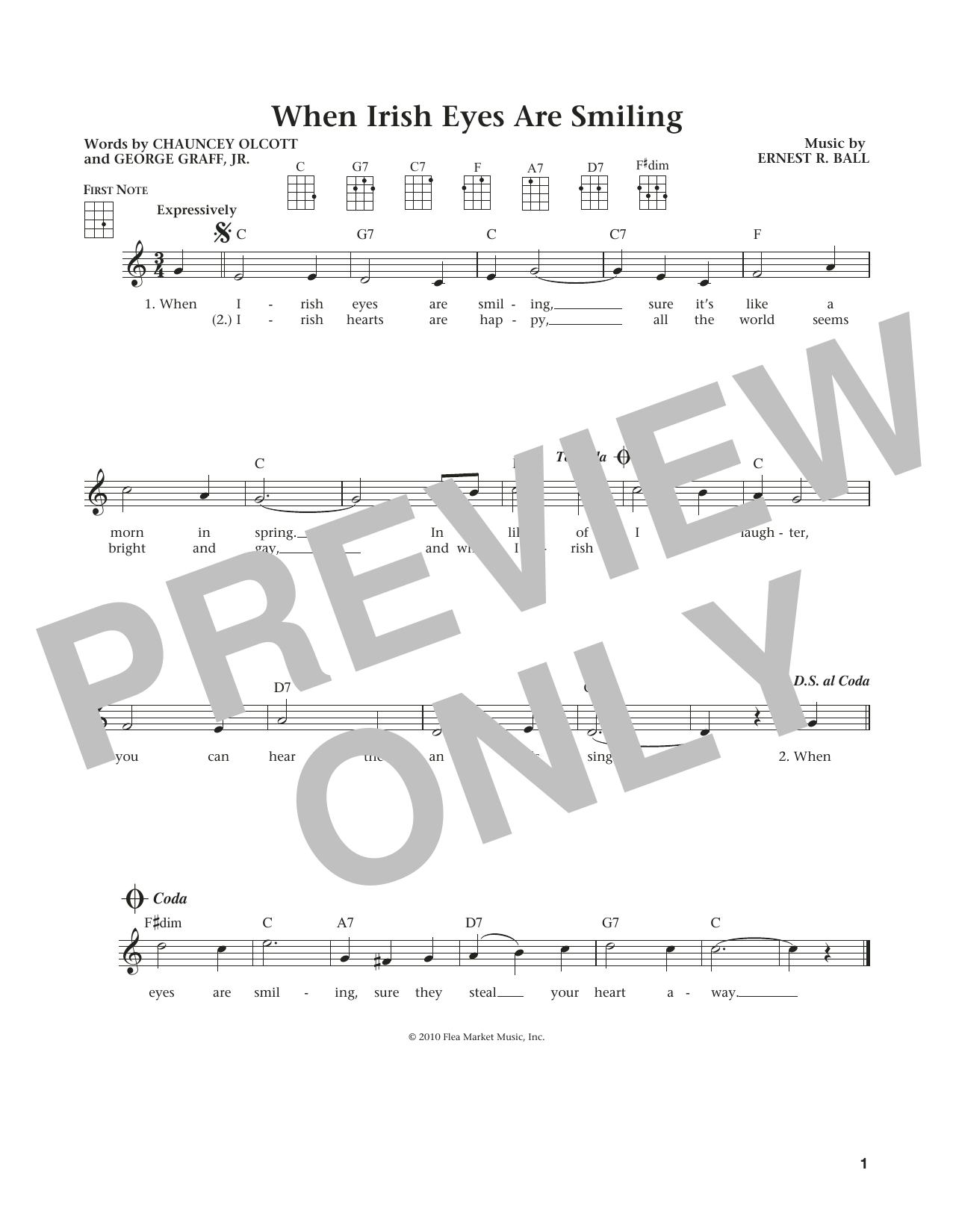 Download Chauncey Olcott When Irish Eyes Are Smiling (from The D Sheet Music