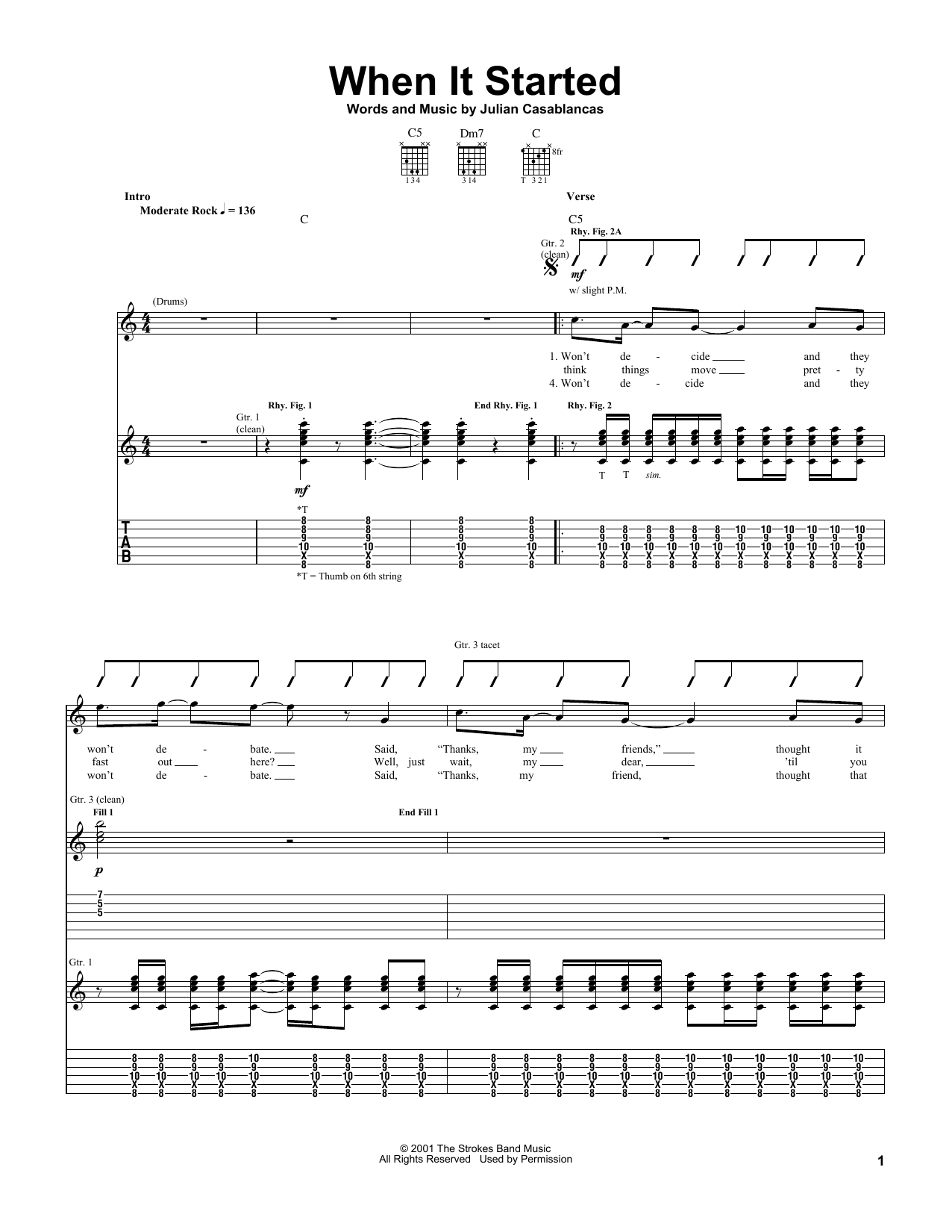 Download The Strokes When It Started Sheet Music