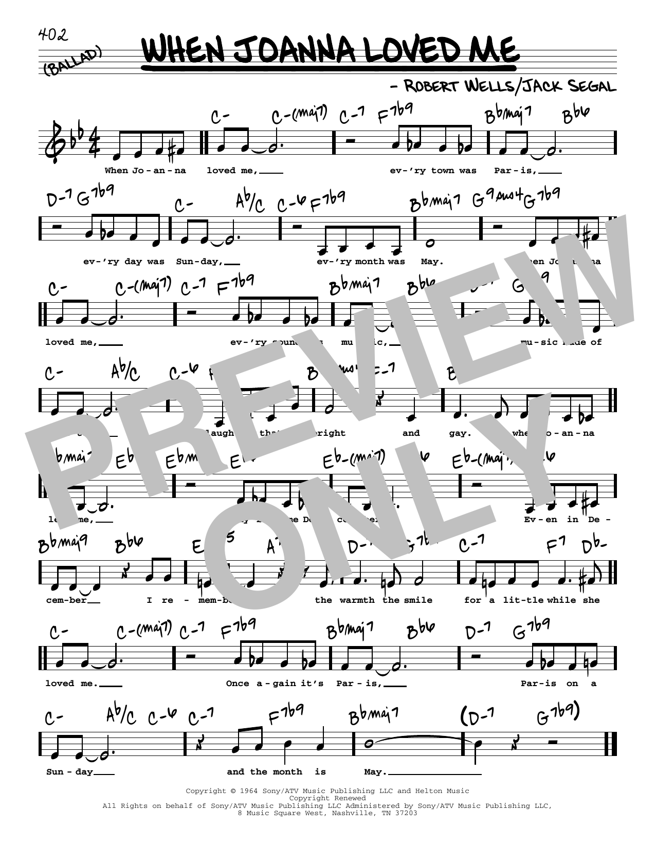 Download Jack Segal When Joanna Loved Me (Low Voice) Sheet Music