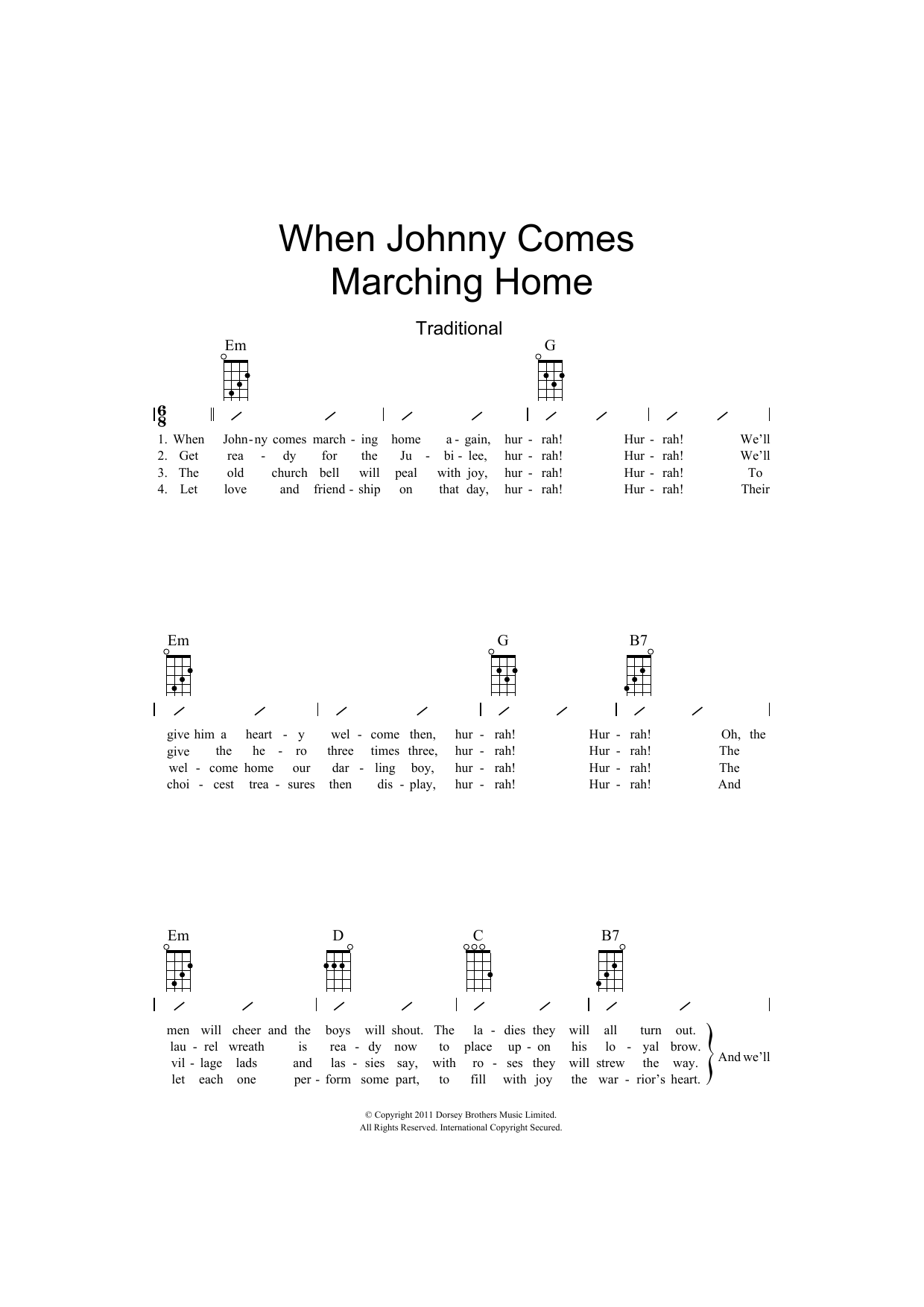 Download Traditional When Johnny Comes Marching Home Sheet Music