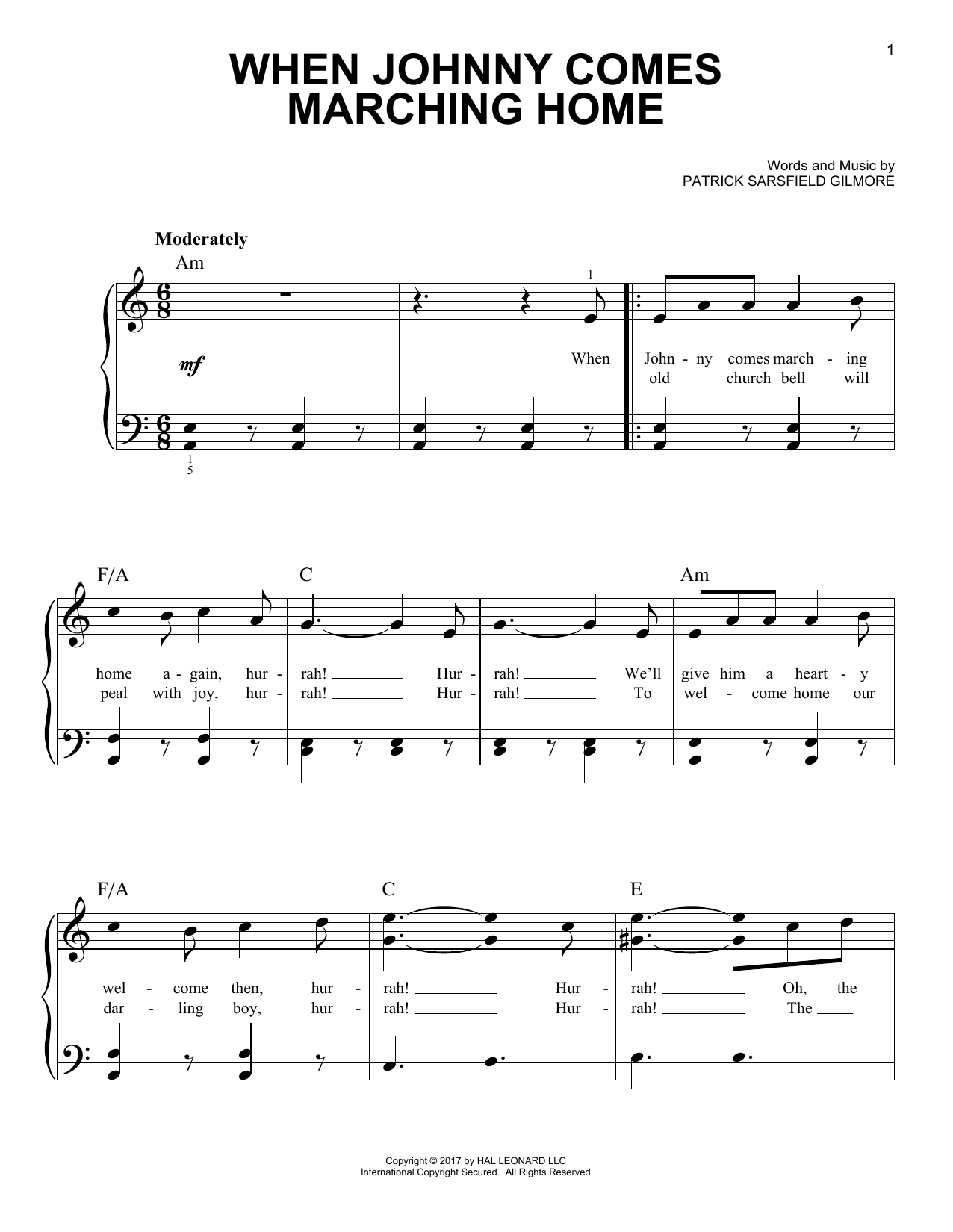 Download Patrick Sarsfield Gilmore When Johnny Comes Marching Home Sheet Music