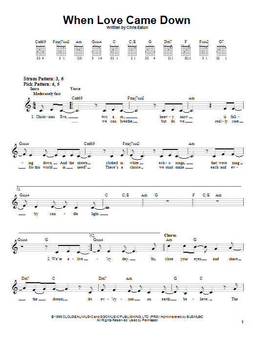 Download Point Of Grace When Love Came Down Sheet Music