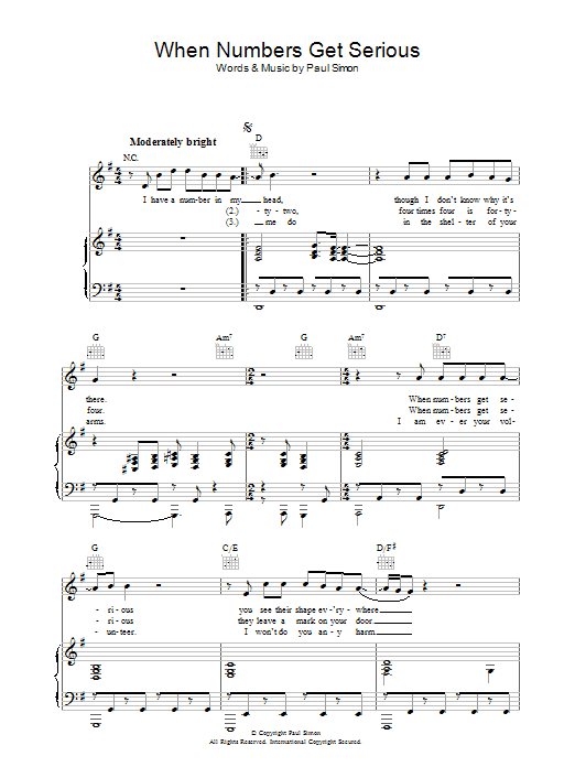 Download Paul Simon When Numbers Get Serious Sheet Music