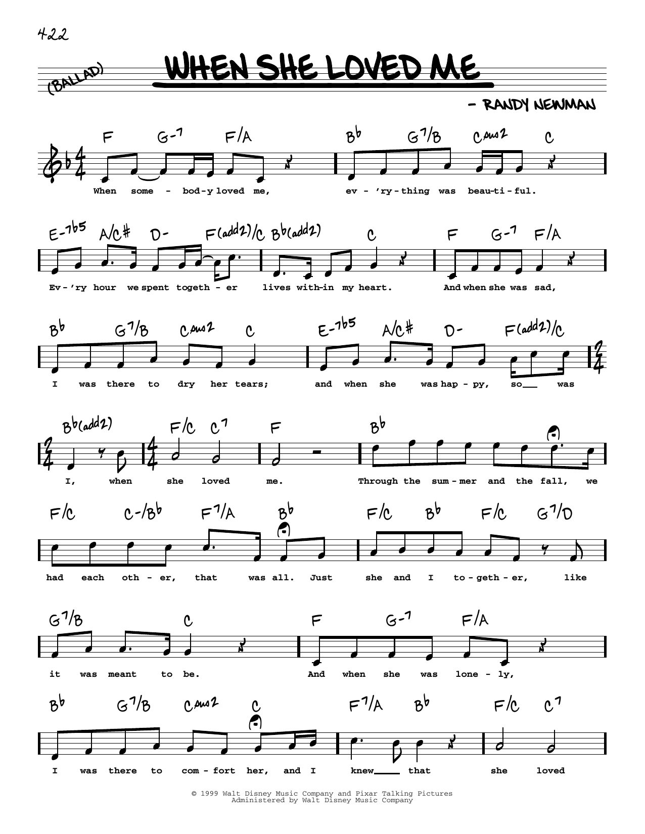 Download Sarah McLachlan When She Loved Me (from Toy Story 2) (L Sheet Music