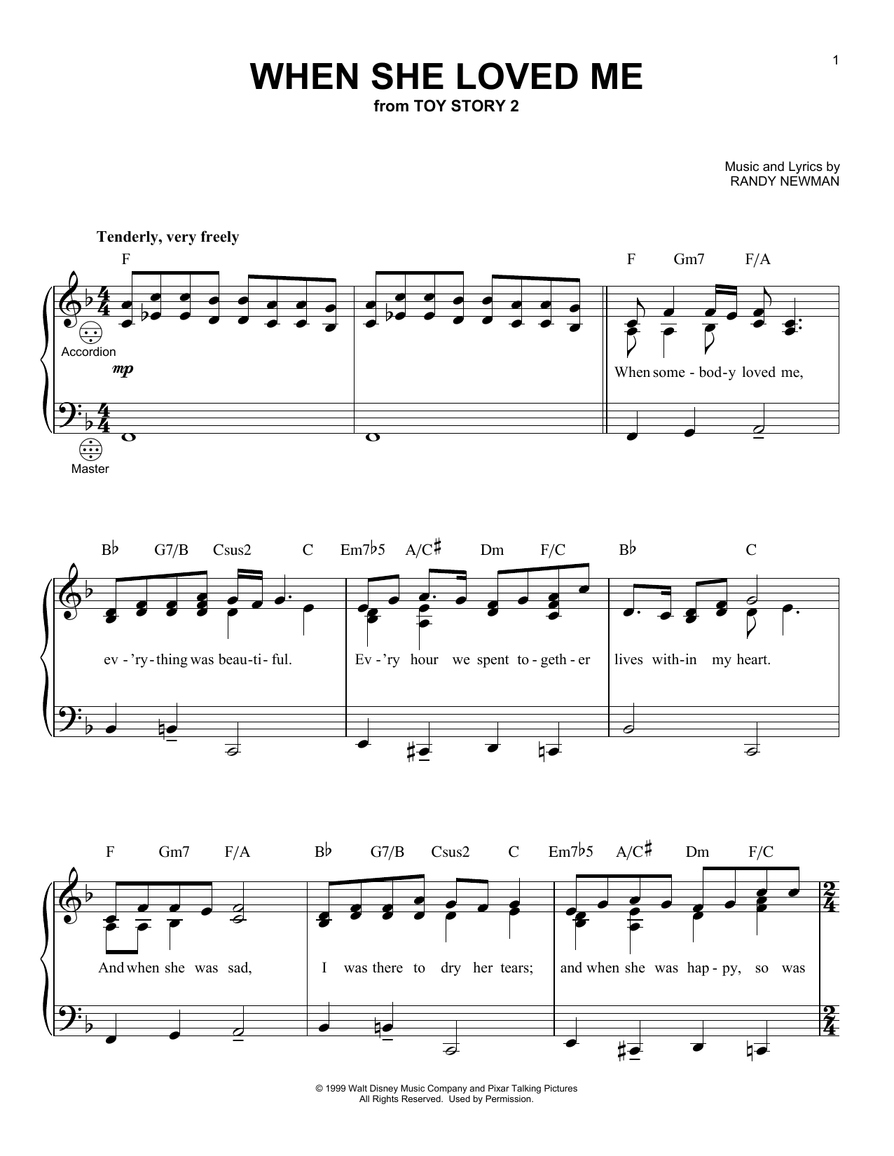 Download Sarah McLachlan When She Loved Me (from Toy Story 2) Sheet Music