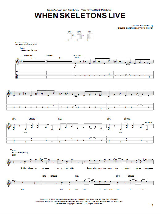 Download Coheed And Cambria When Skeletons Live Sheet Music