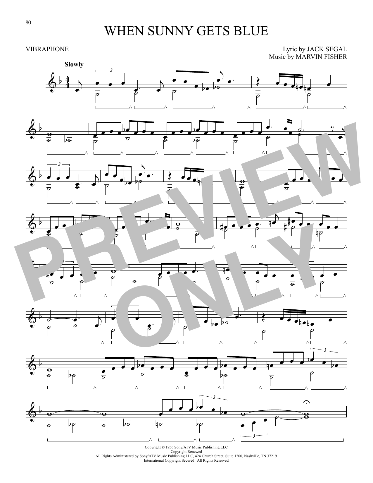 Download Marvin Fisher When Sunny Gets Blue Sheet Music