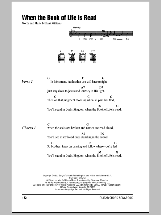 Download Hank Williams When The Book Of Life Is Read Sheet Music