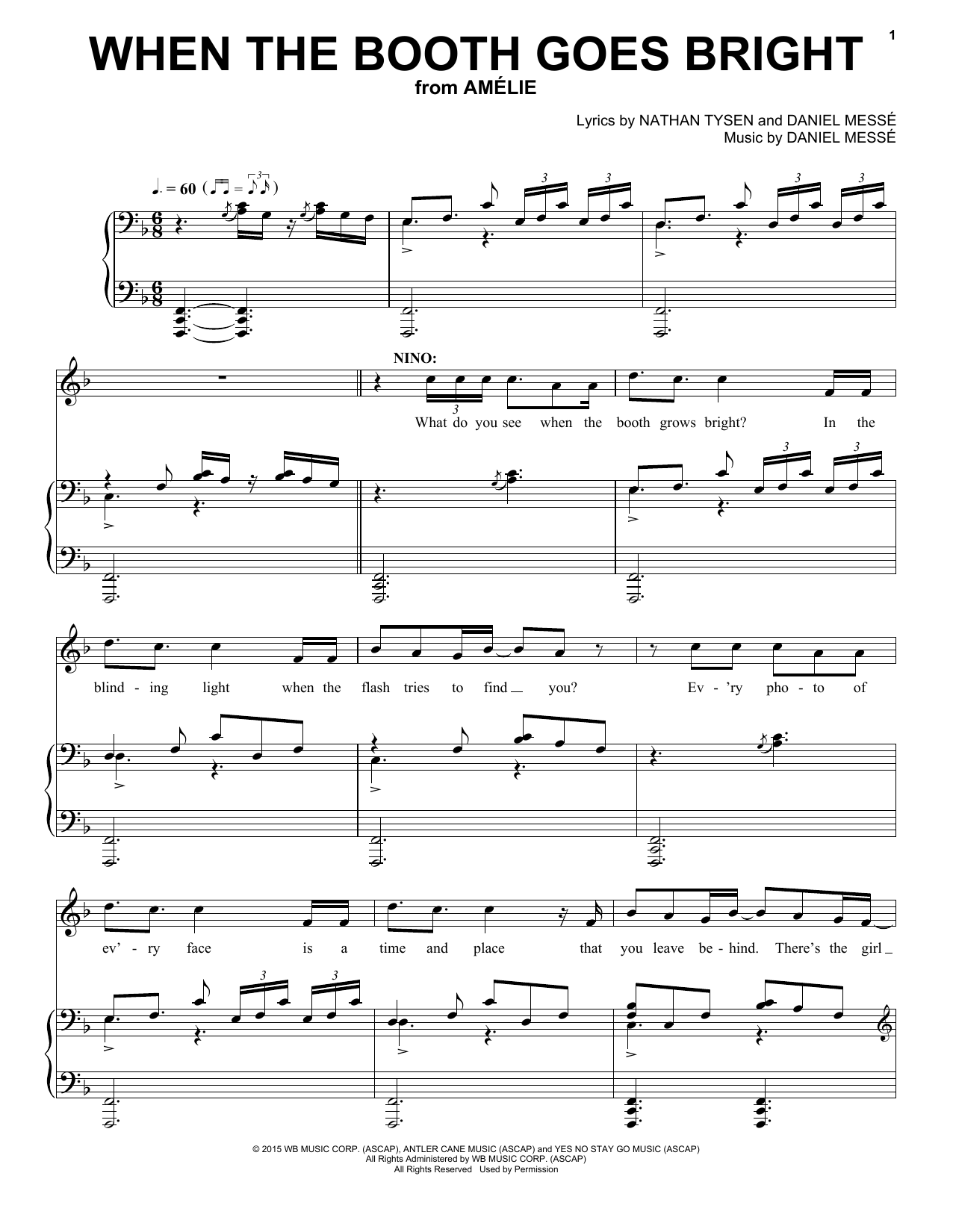 Download Nathan Tysen & Daniel Messé When The Booth Goes Bright (from Améli Sheet Music