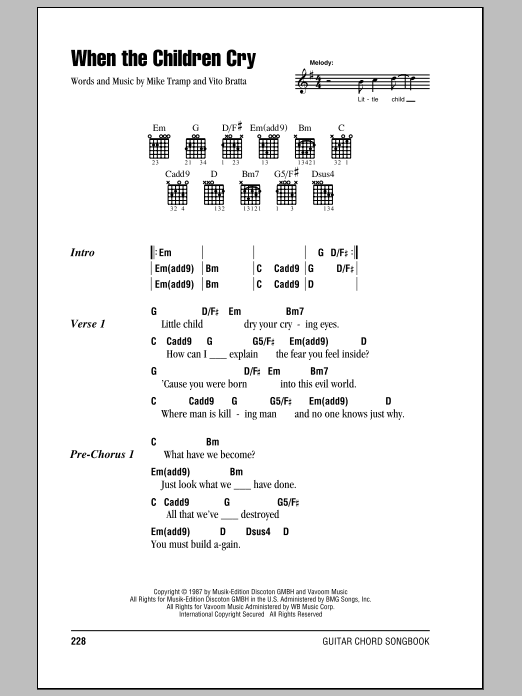 Download White Lion When The Children Cry Sheet Music