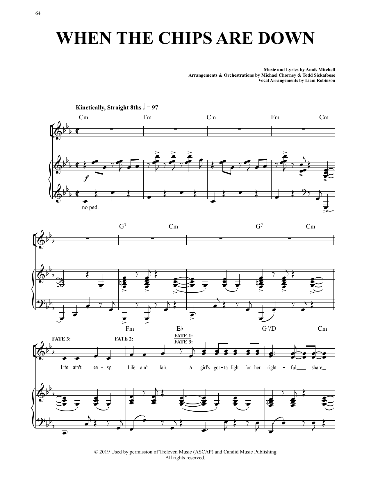 Download Anais Mitchell When The Chips Are Down (from Hadestown Sheet Music