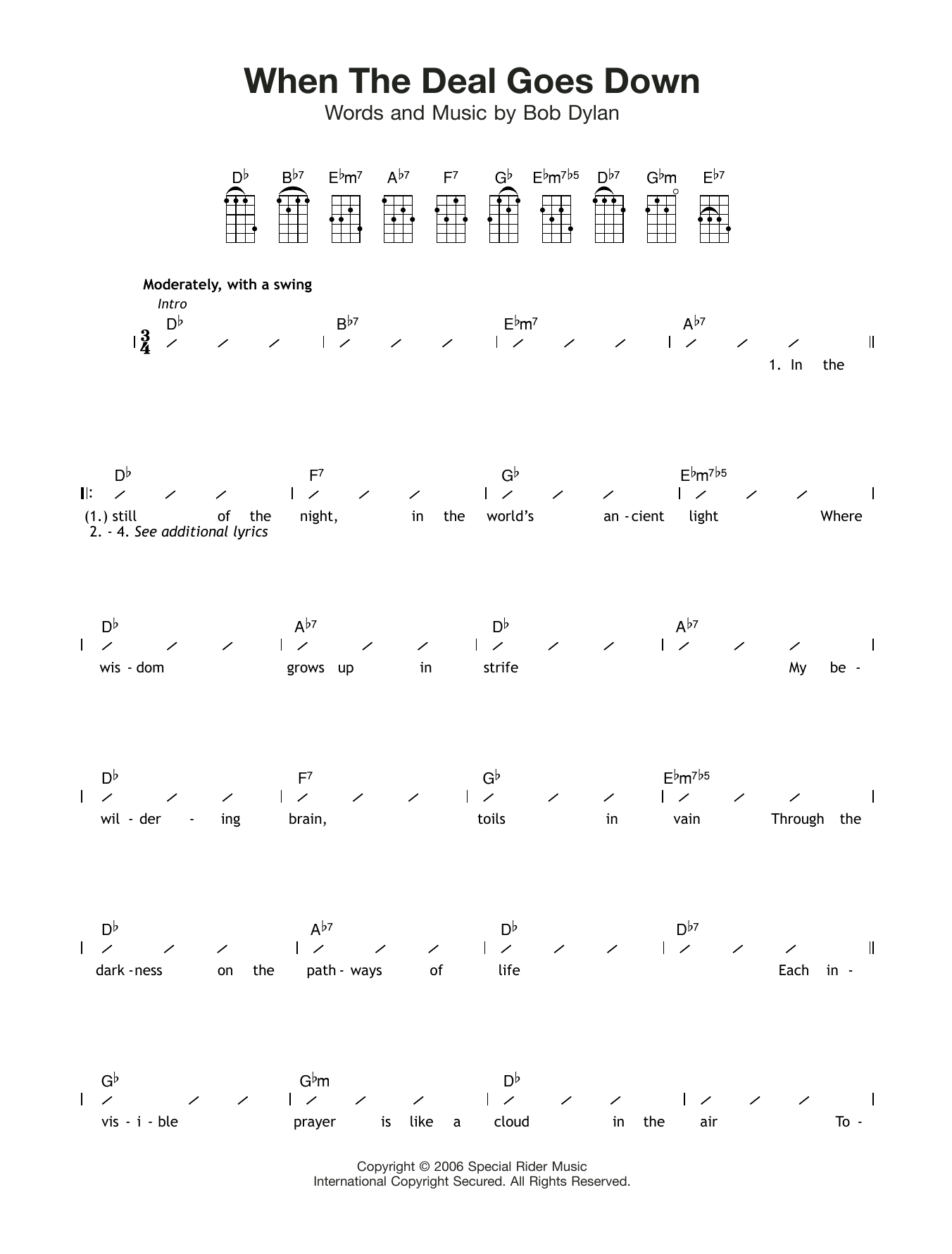 Download Bob Dylan When The Deal Goes Down Sheet Music