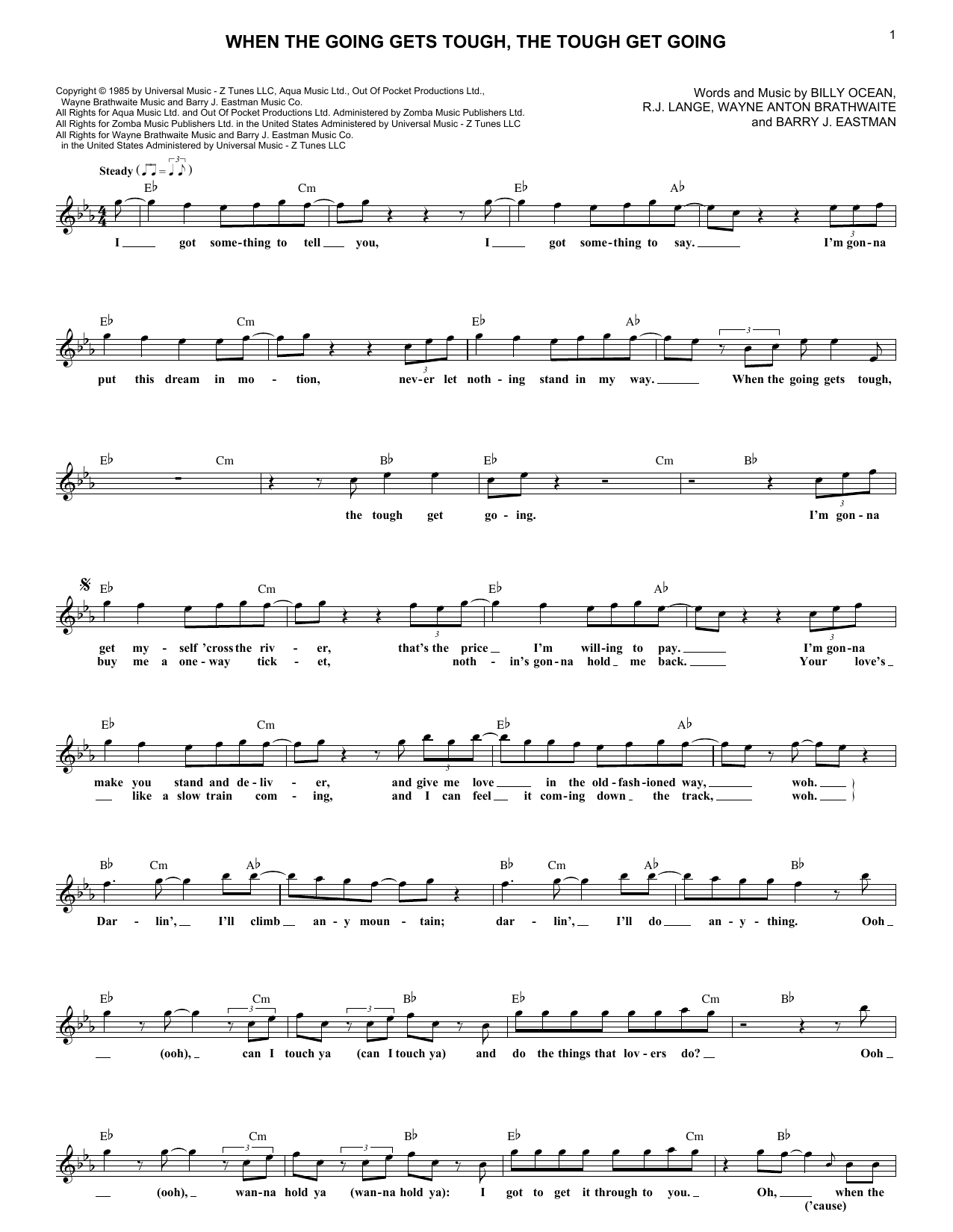 Download Billy Ocean When The Going Gets Tough, The Tough Ge Sheet Music