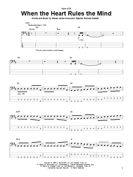 Download GTR When The Heart Rules The Mind Sheet Music