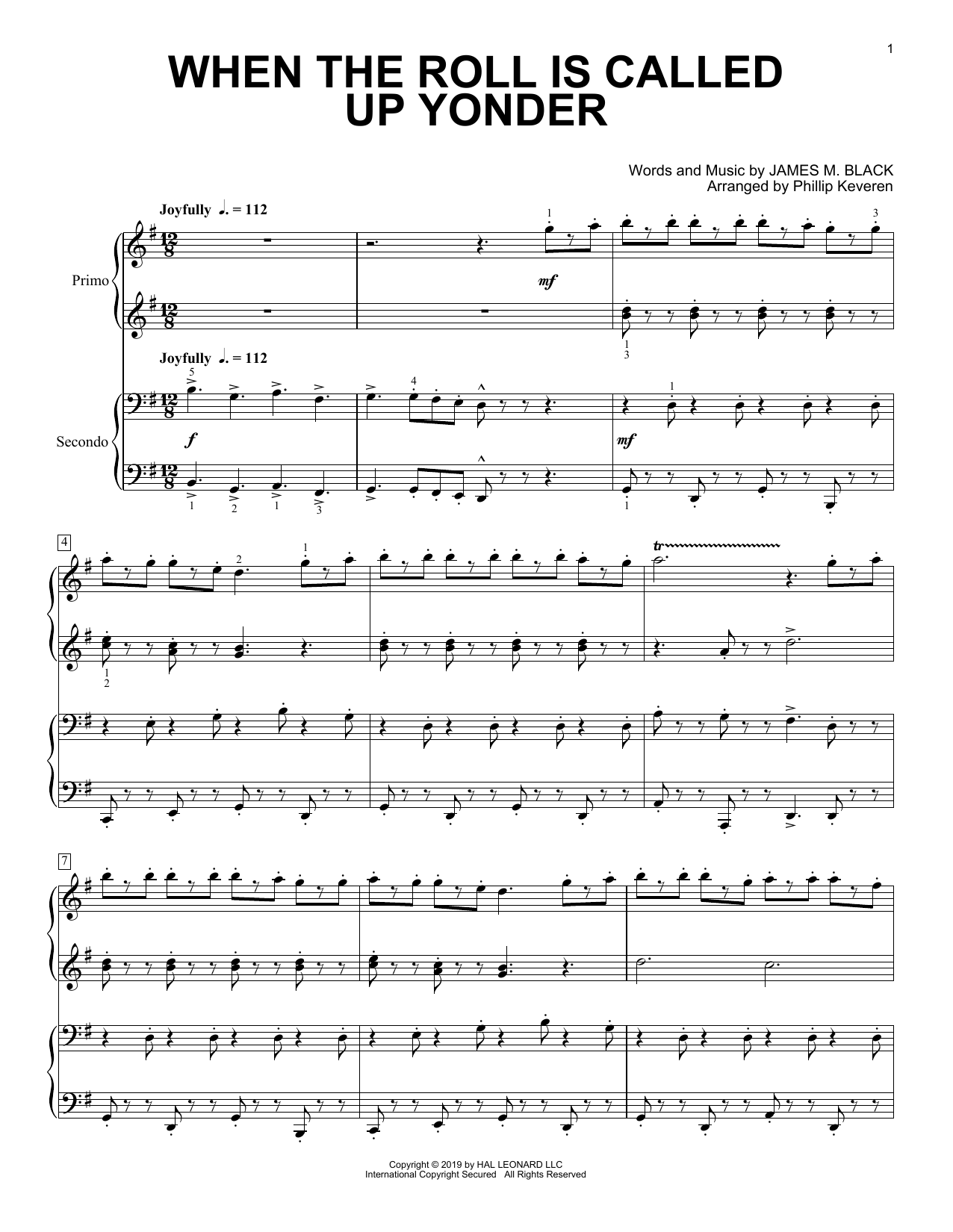 Download James M. Black When The Roll Is Called Up Yonder (arr. Sheet Music