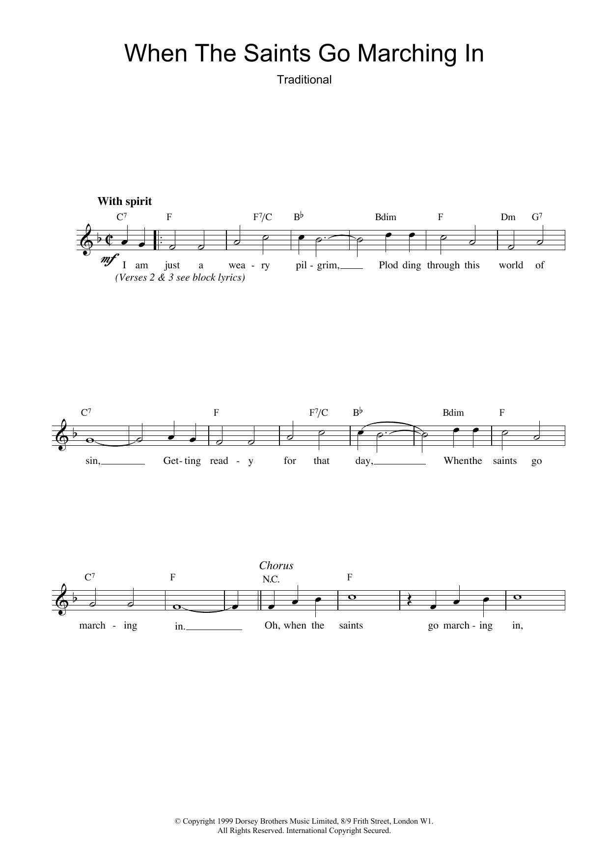 Download African-American Spiritual When The Saints Go Marching In Sheet Music