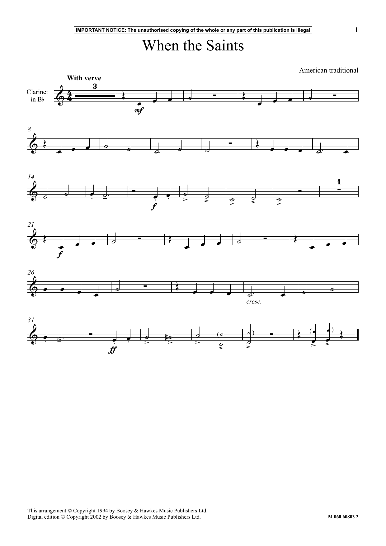 Download American Traditional When The Saints Go Marching In Sheet Music