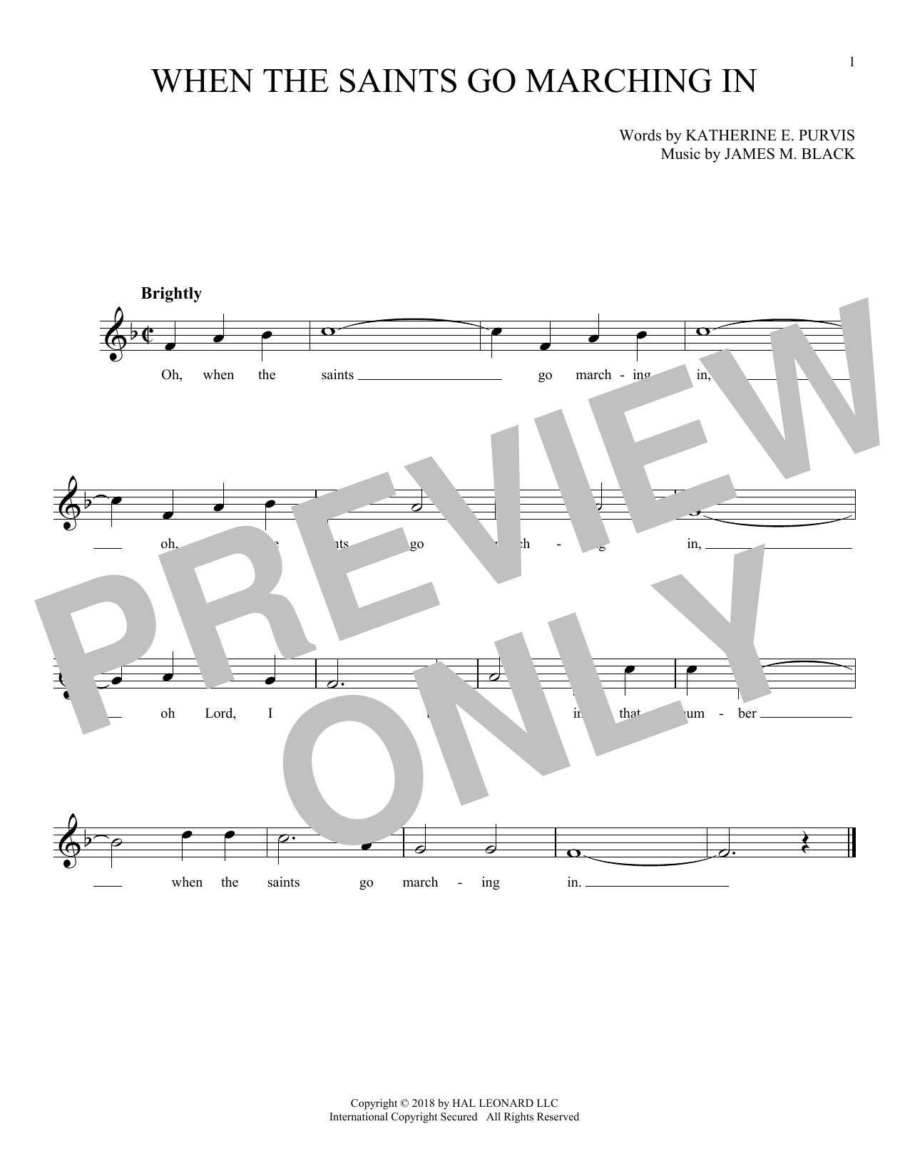 Download James M. Black When The Saints Go Marching In Sheet Music
