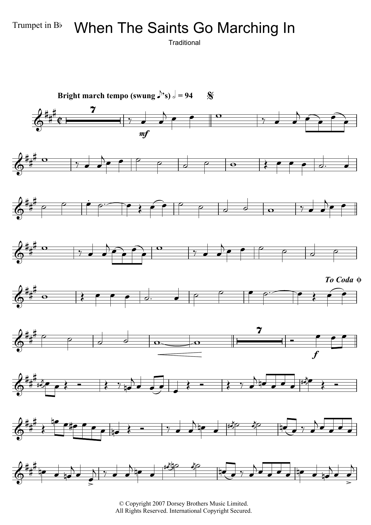 Download Louis Armstrong When The Saints Go Marching In Sheet Music