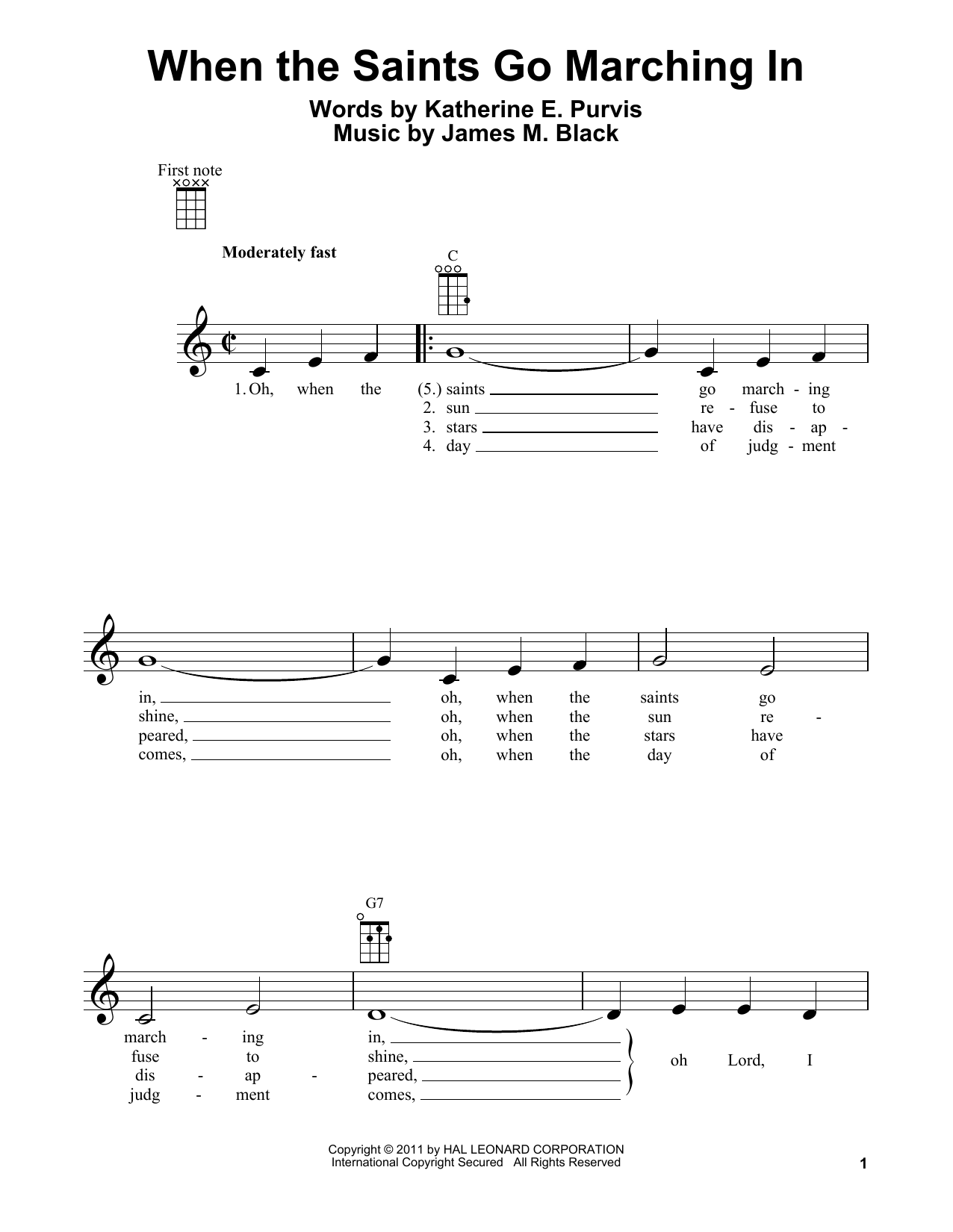 Download Traditional When The Saints Go Marching In Sheet Music