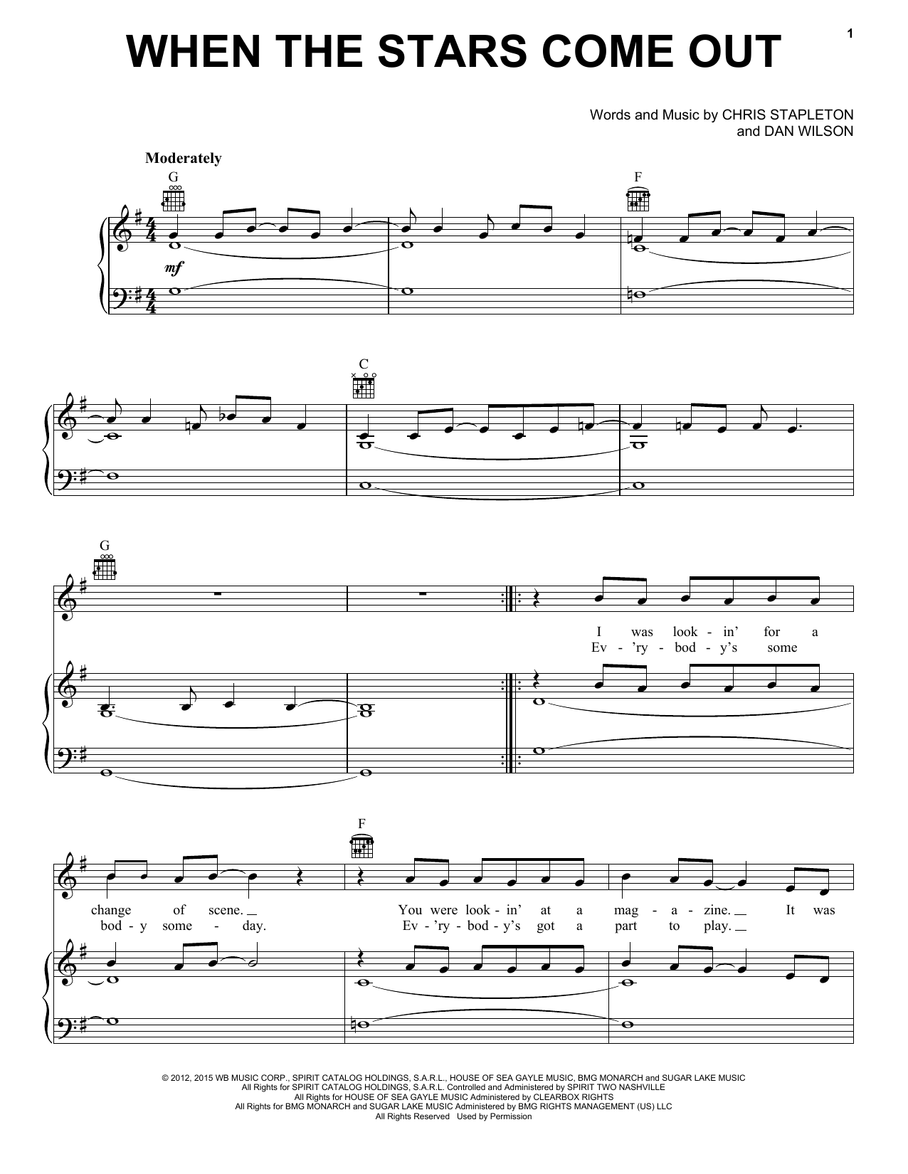 Download Chris Stapleton When The Stars Come Out Sheet Music