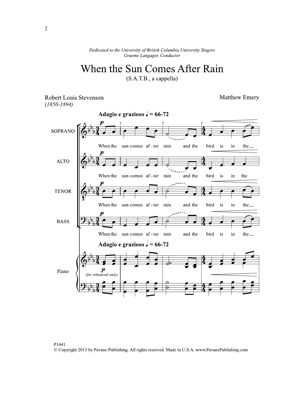 Download Matthew Emery When the Sun Comes After Rain Sheet Music