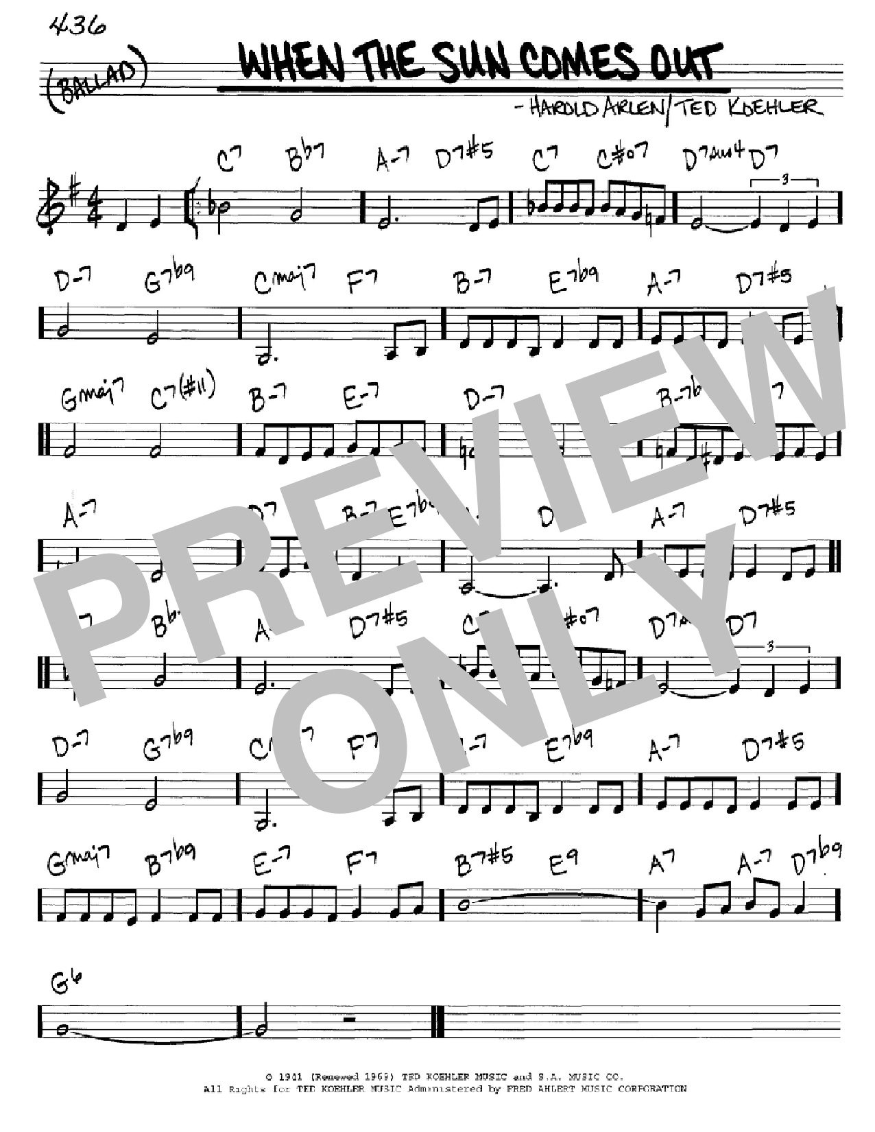 Download Ted Koehler When The Sun Comes Out Sheet Music