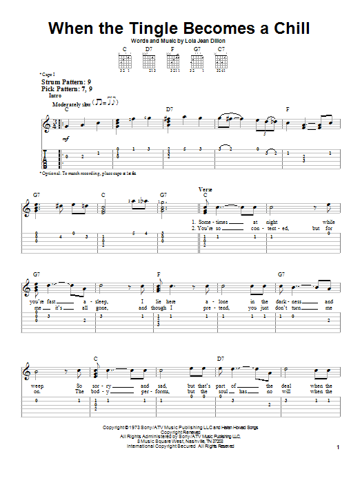 Download Loretta Lynn When The Tingle Becomes A Chill Sheet Music