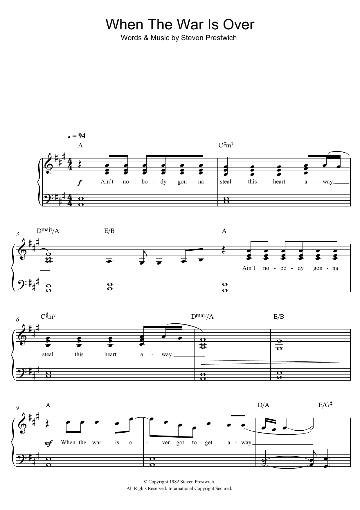 Download Cold Chisel When The War Is Over Sheet Music