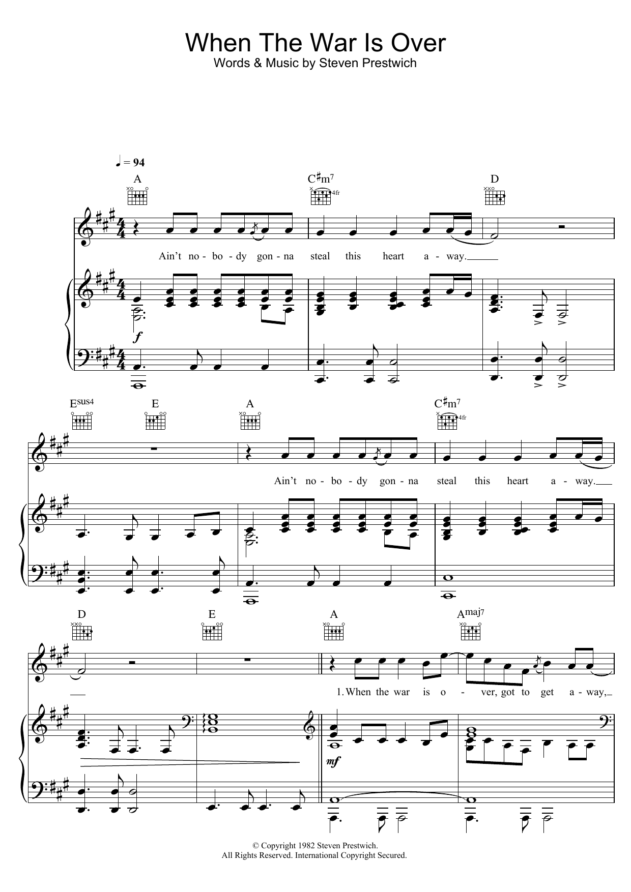 Download Cold Chisel When The War Is Over Sheet Music