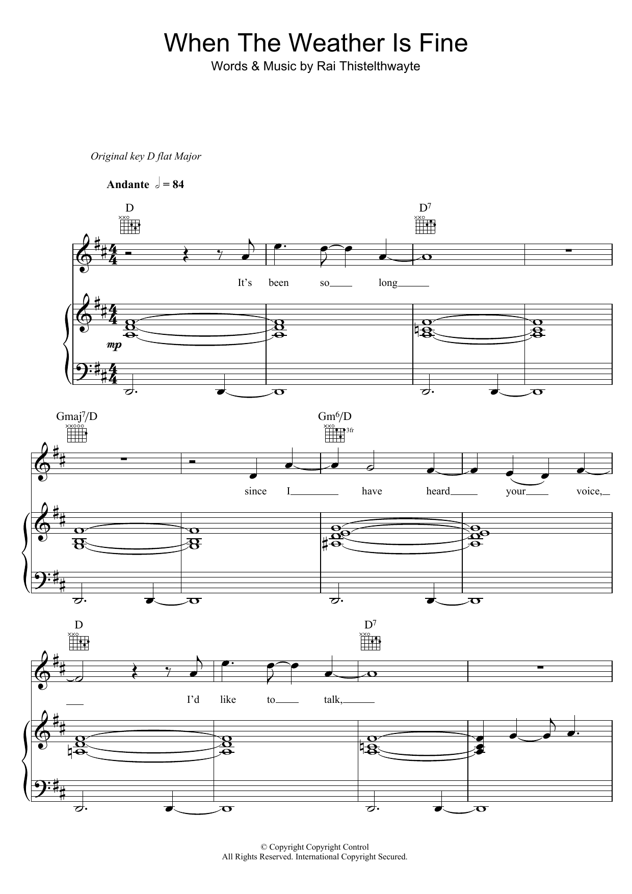 Download Thirsty Merc When The Weather Is Fine Sheet Music